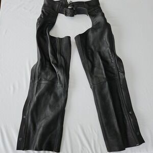 Vintage Wild Ride Mens Medium Leather Motorcycle Chaps Adjustable Belt